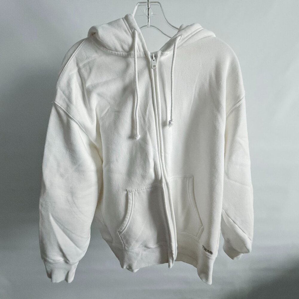 Aritzia TNA Cozy Fleece Boyfriend Hoodie White Medium